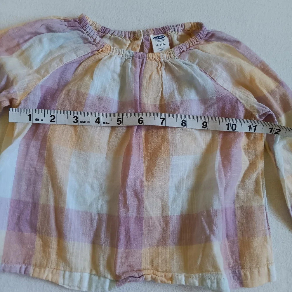 Old Navy Sz 18-24M Plaid 100% Cotton Top